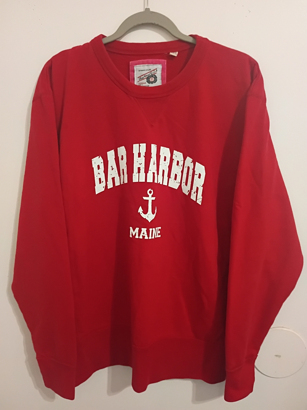VTG Rag Wear Bar Harbor Maine Red Graphic Crewneck Sweatshirt Sz L